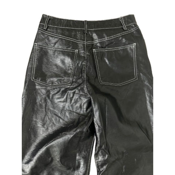 Forever 21 Glossy Crinkle Faux Leather Straight Leg Pants M - Picture 4 of 5